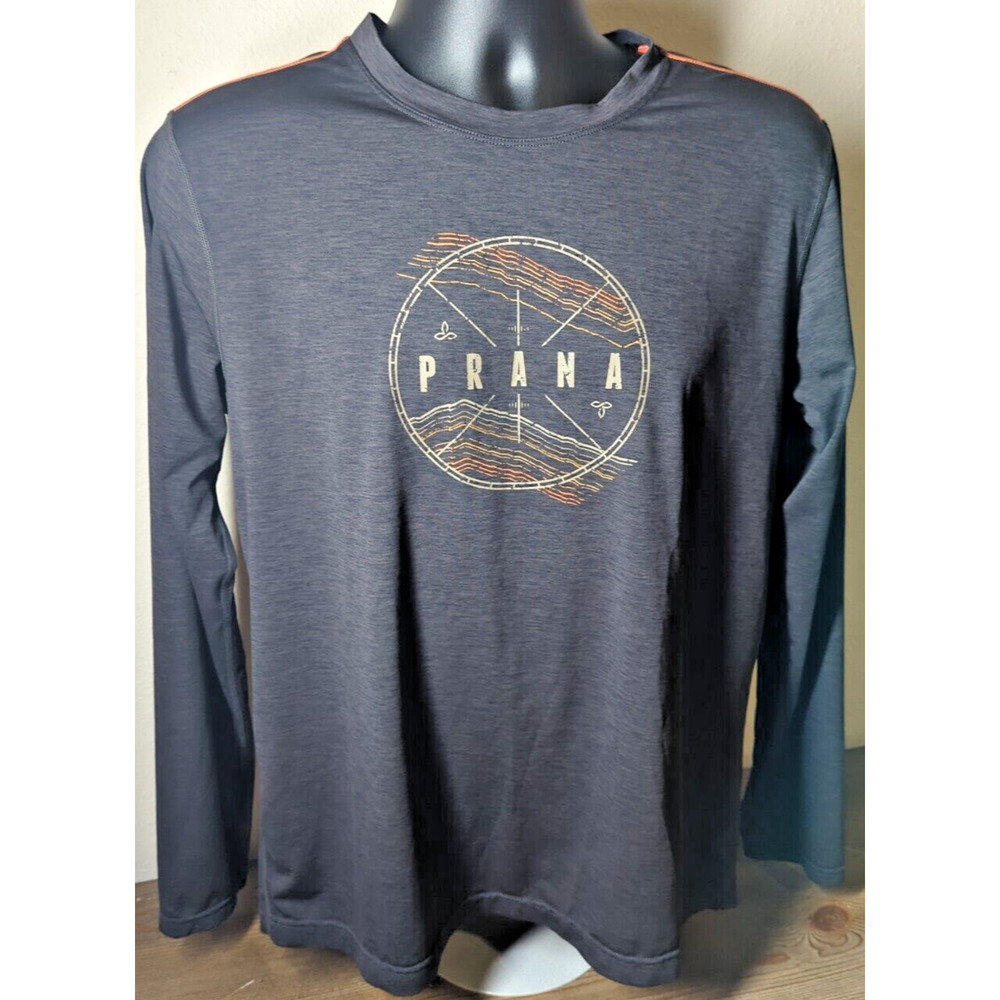 PrAna Men’s Long Sleeve Graphic Activewear T-Shirt Size Medium